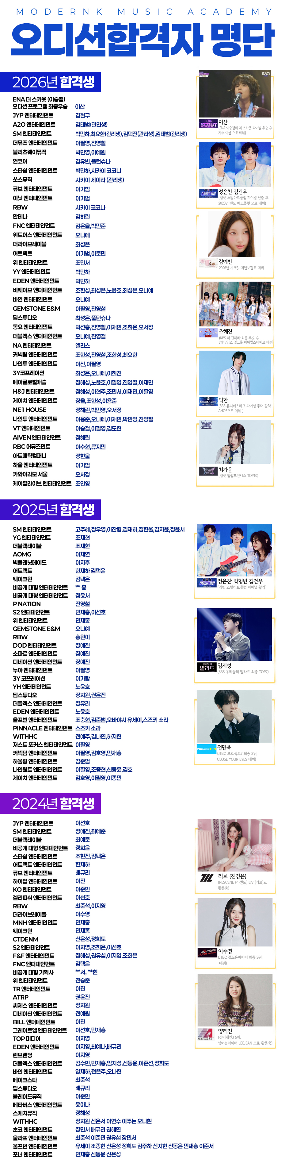 오디션합격자명단